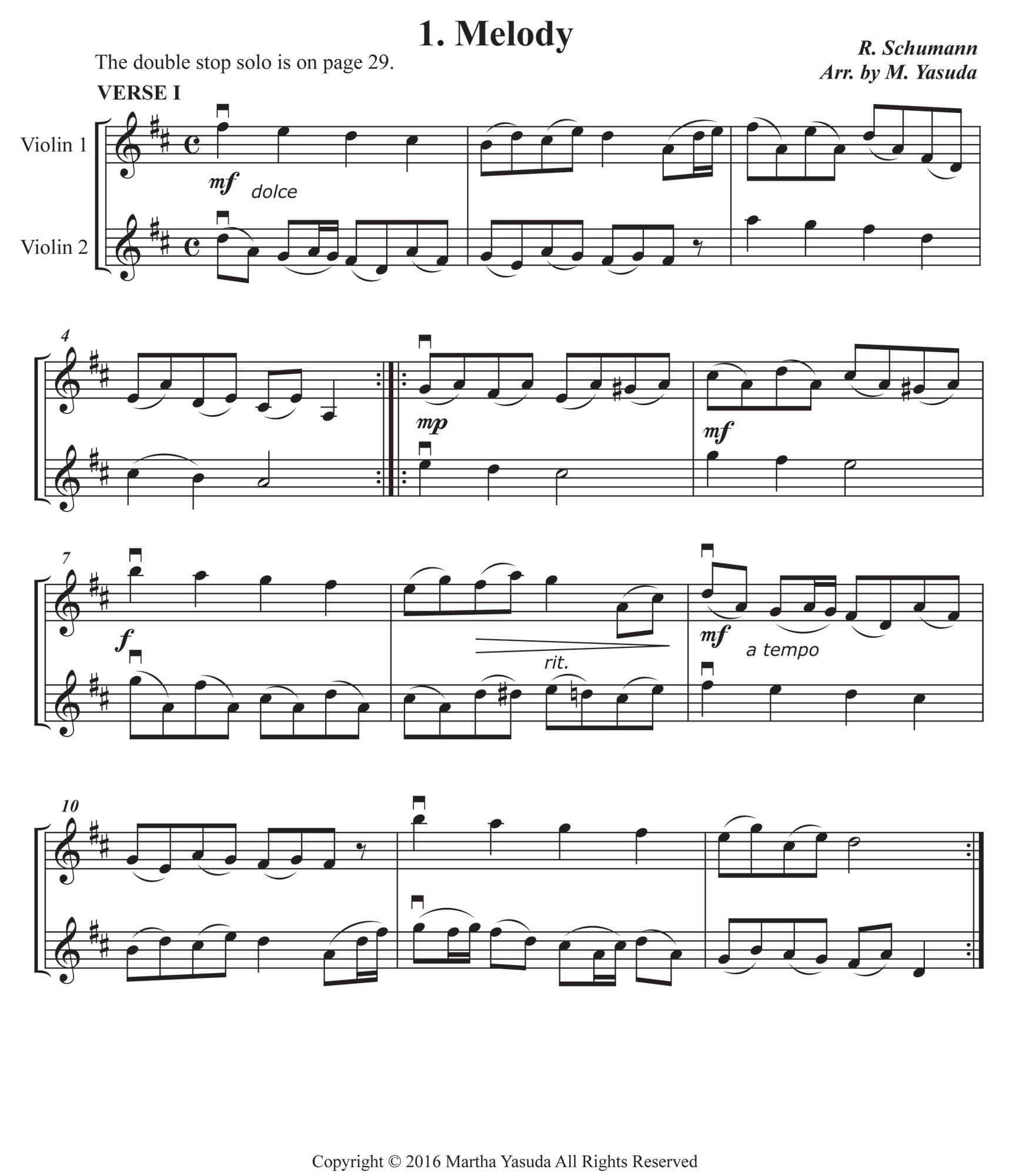 Yasuda, Martha - Favorite Melodies: Double Stop Solos and Duets for Violin, Volume II - Digital Download