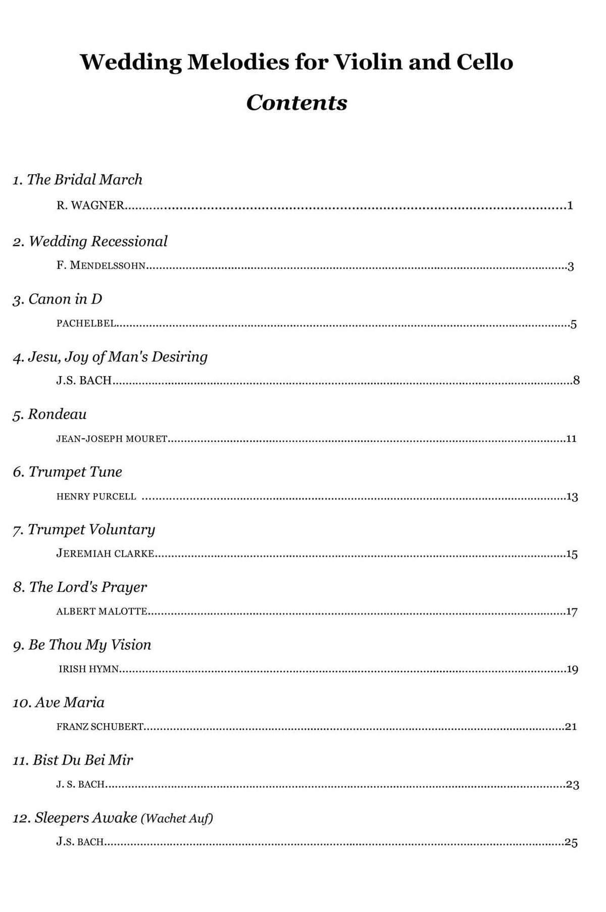 Yasuda, Martha - Wedding Melodies For Violin and Cello - Digital Download